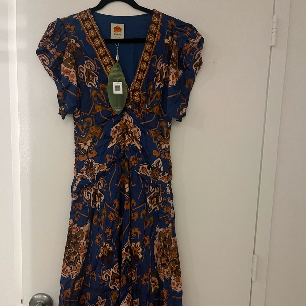 FARM Rio Blue Ornament Floral Midi Dress - Picture 5 of 7